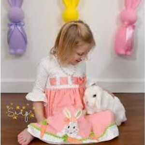 NWT-Adorable Pink and White Bunny Dress